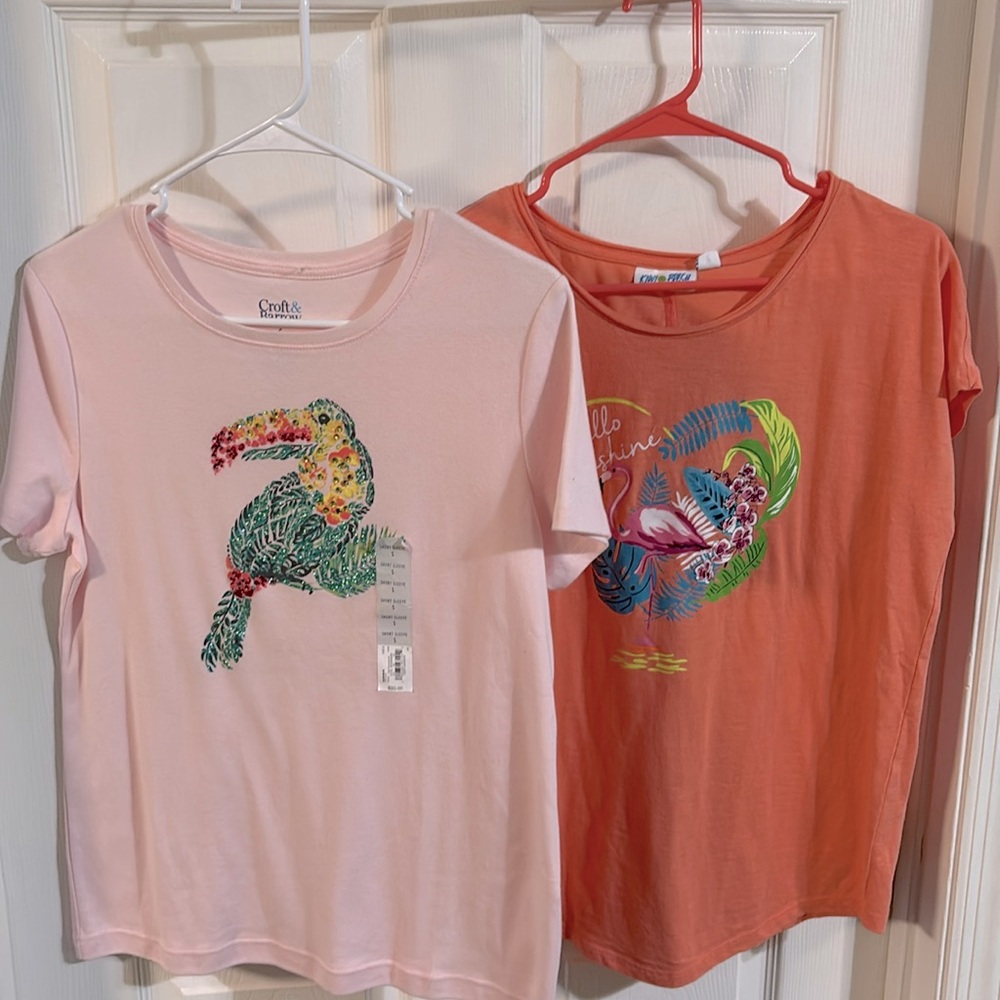 Set of two short sleeved graphic tees, size small, NWTs.